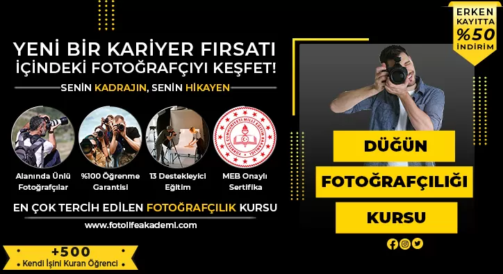 Düğün Fotoğrafçılığı Kursu Fiyatları – Erken Kayıtta %50 İndirim