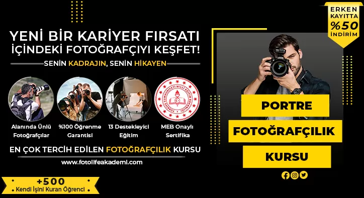 Portre Fotoğrafçılık Kursu Fiyatları – Erken Kayıtta %50 İndirim