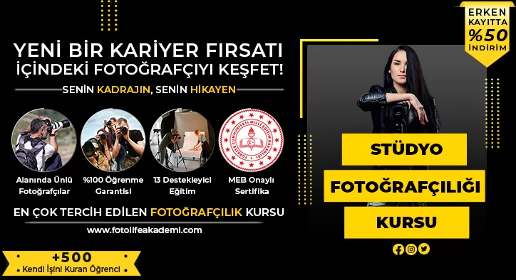 Stüdyo Fotoğrafçılığı Kursu Fiyatları – Erken Kayıtta %50 İndirim